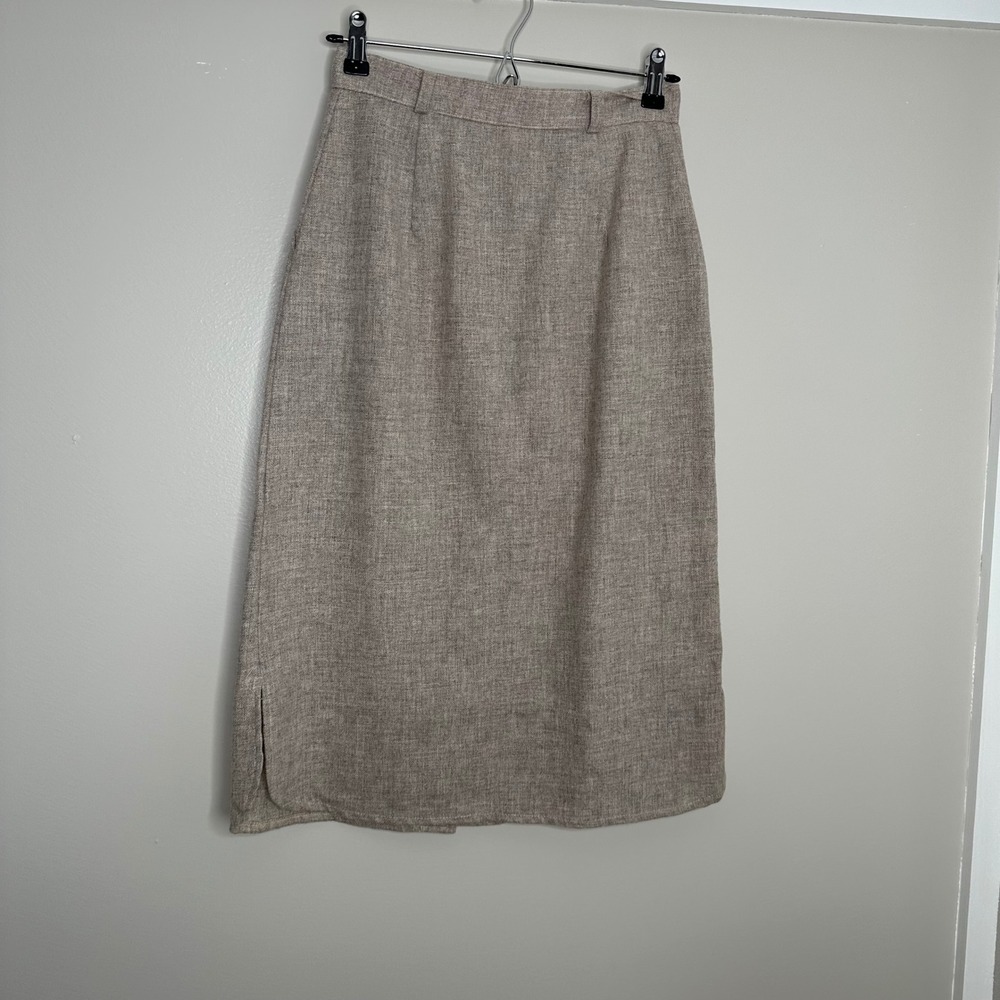 Vintage Union Made Women's Beige Button‎ Front Midi Skirt Modest Career - Picture 7 of 7